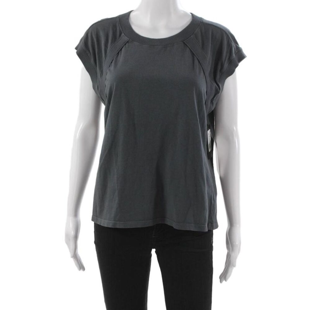 Nux Women Basic Gray Crew Neck Short Sleeve T-Shirt Cotton Spandex Size L